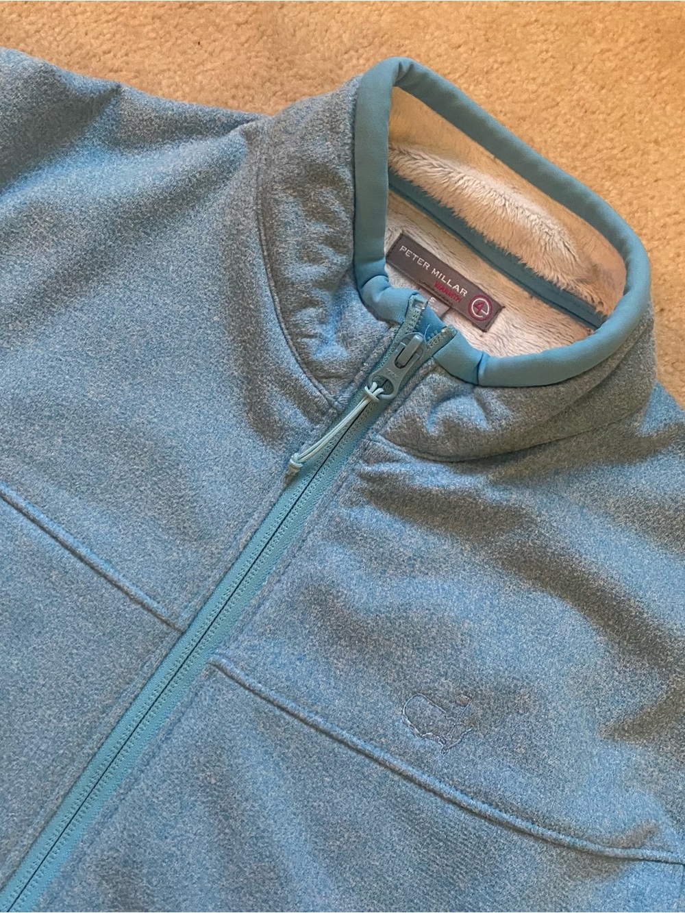 Peter Millar Warmth Full-Zip Fleece Jacket Heathered Light Blue Women's Small